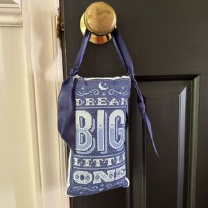 Blue Dream Big Little One CrossStitch Door Hanger